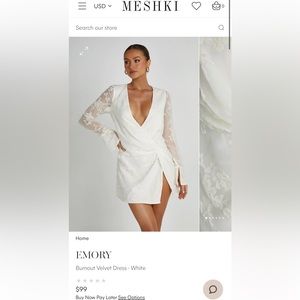 Meshki ivory velvet dress